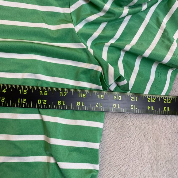 Ralph Lauren RLX Women's Polo Shirt Medium Short Sleeve Green White Striped Y2K - Picture 5 of 7